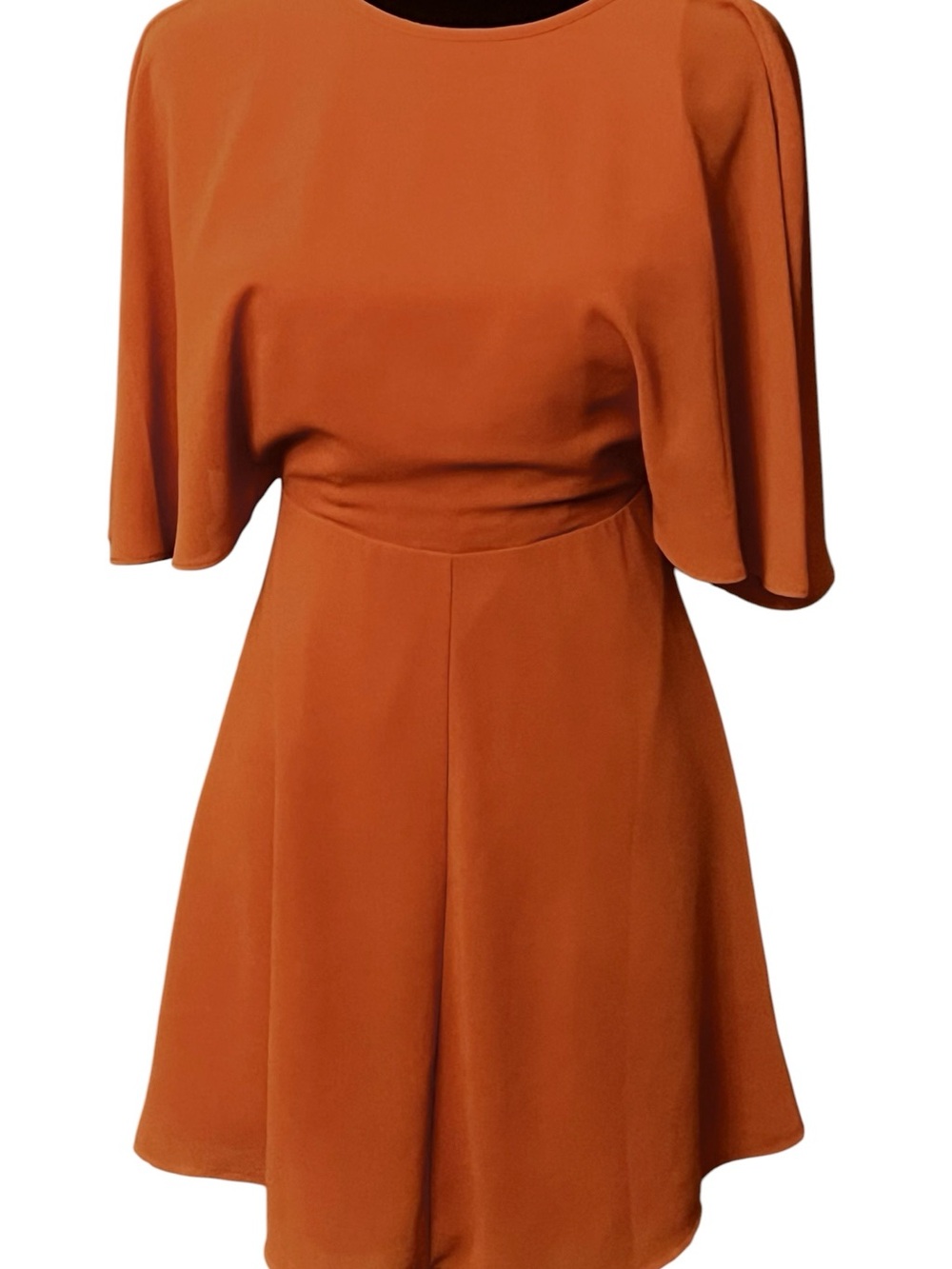 Blaque Label Rust Orange Cape-Sleeve Mini Dress